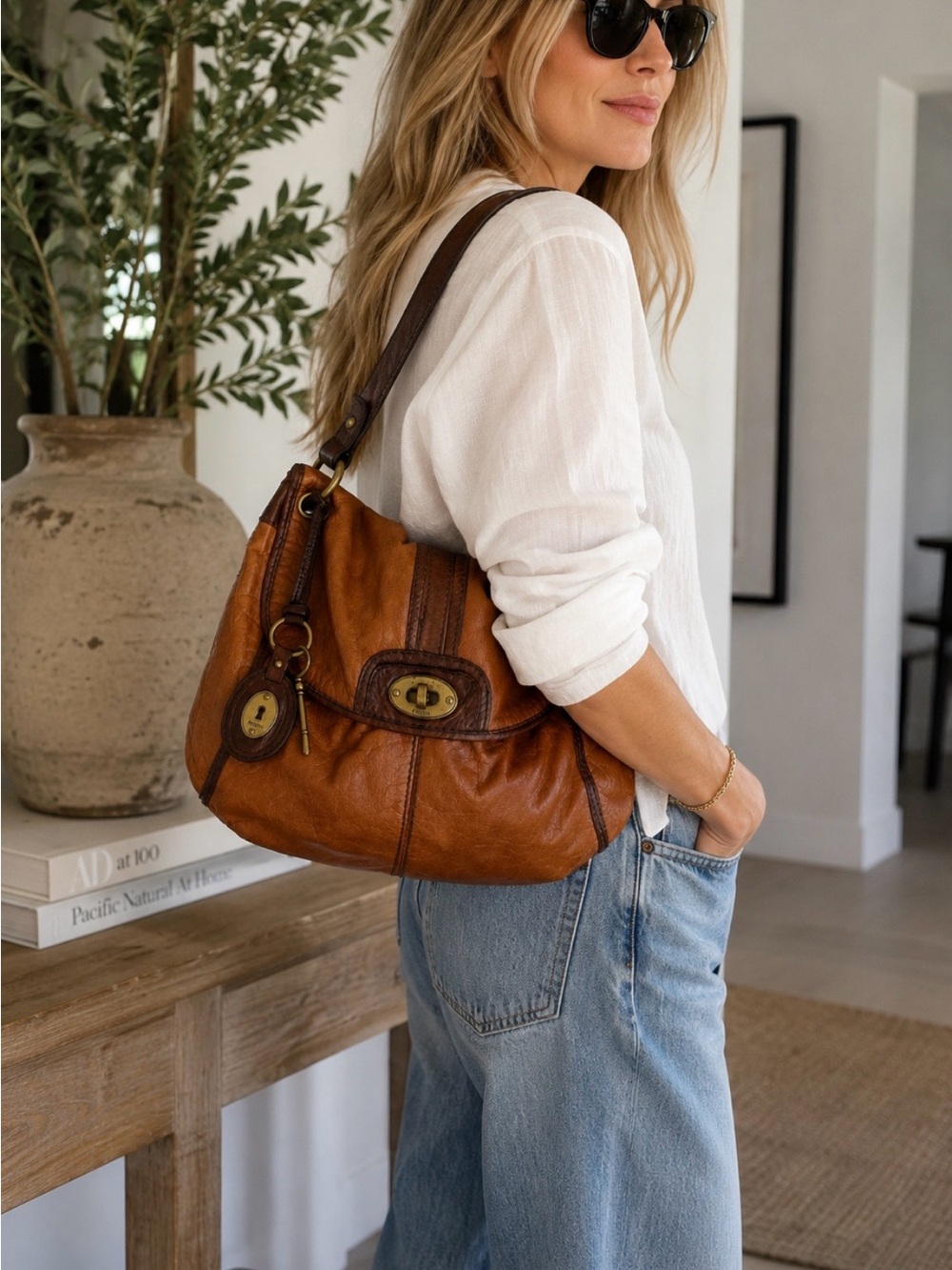 Fossil Long Live Vintage Leather Shoulder Bag